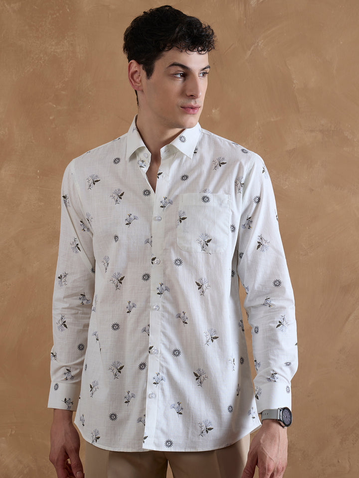 Off White: Floral Printed Shirt