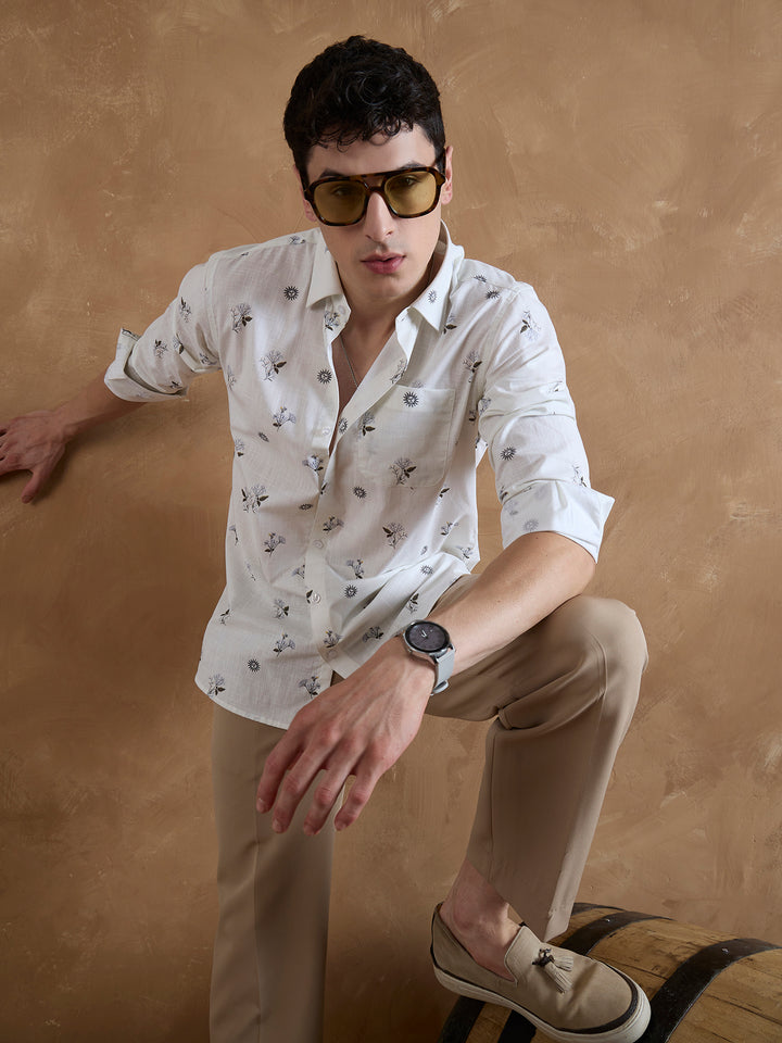 Off White: Floral Printed Shirt