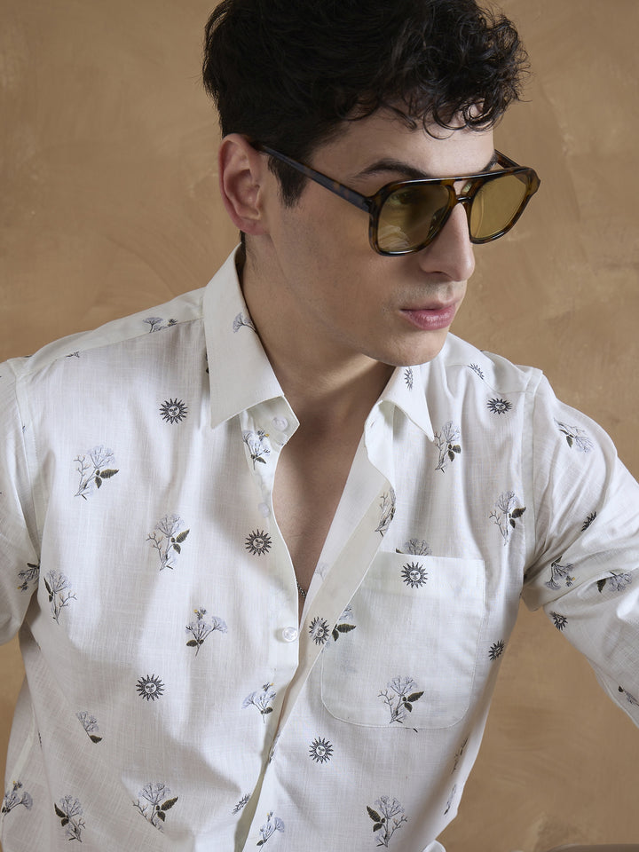Off White: Floral Printed Shirt