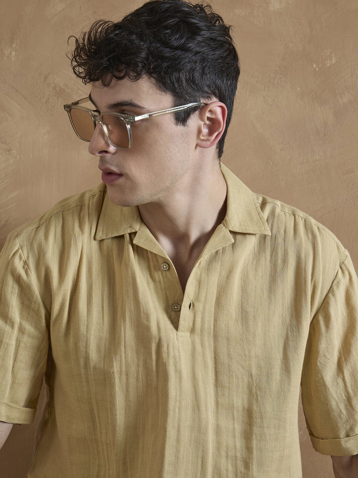 Beige: Double Gauge Kurta Shirt