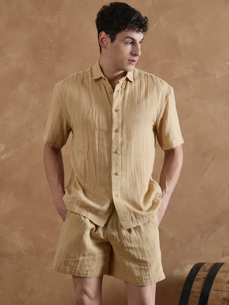 Beige: Double Gauge Muslin Coord Set
