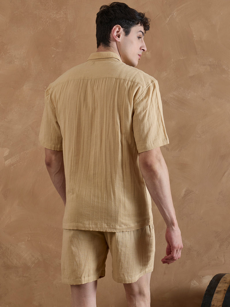 Beige: Double Gauge Muslin Coord Set