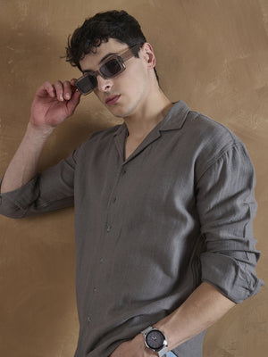 Grey: Full Sleeves Muslin Shirt