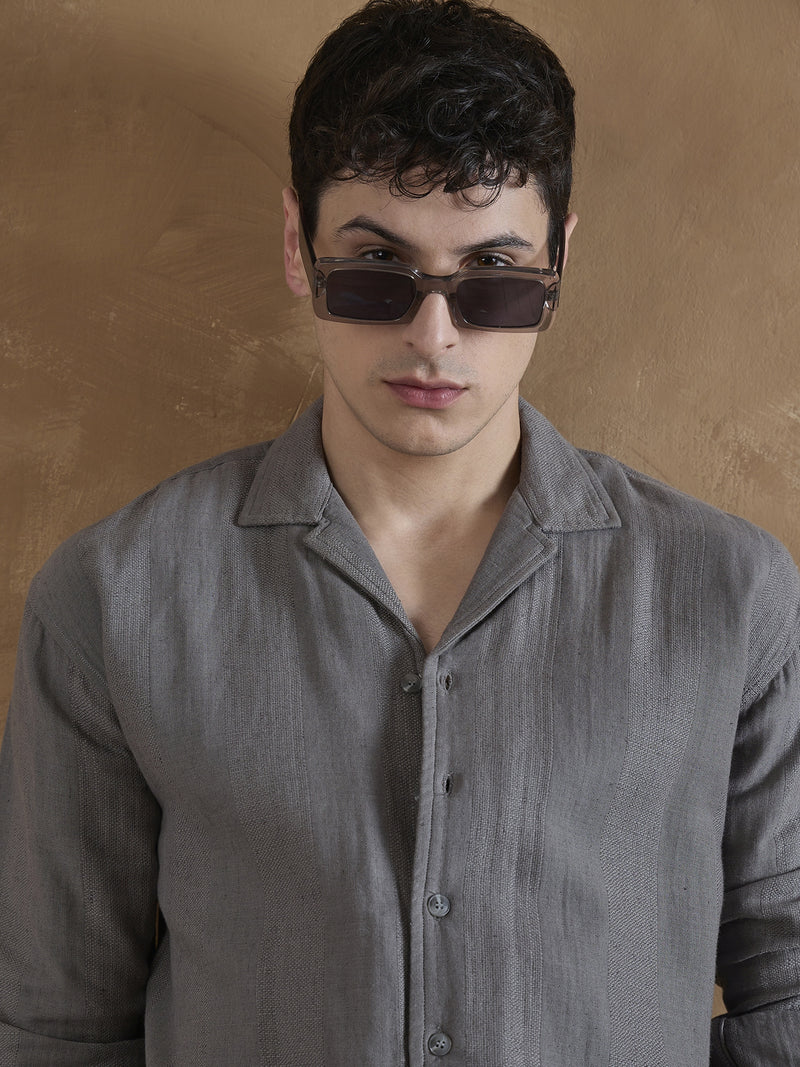 Grey: Full Sleeves Muslin Shirt