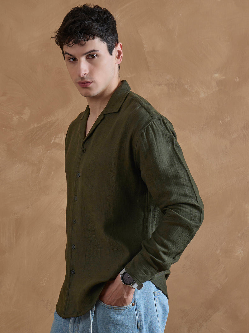 Olive: Full Sleeves Muslin Shirt