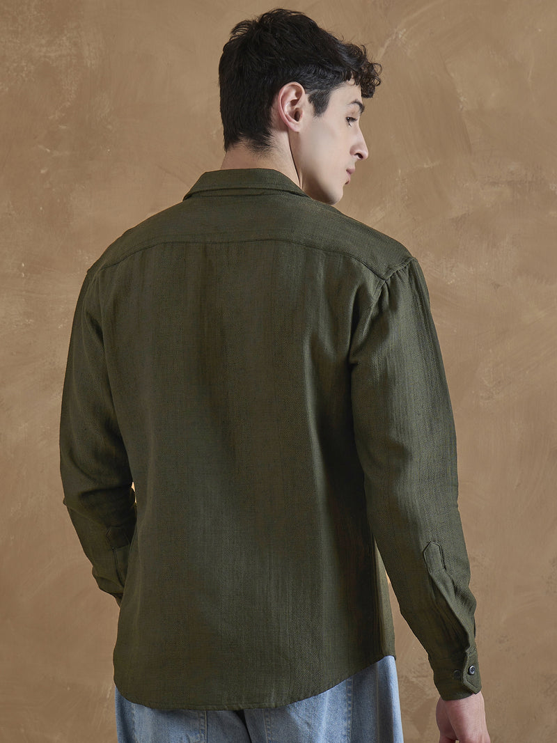Olive: Full Sleeves Muslin Shirt