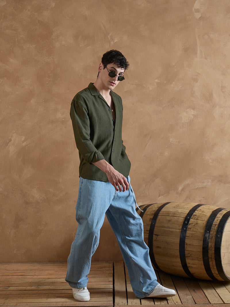 Olive: Full Sleeves Muslin Shirt
