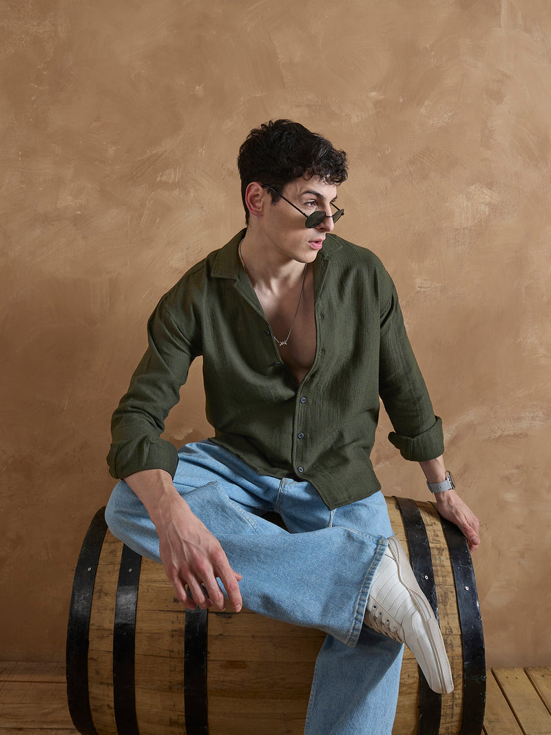 Olive: Full Sleeves Muslin Shirt