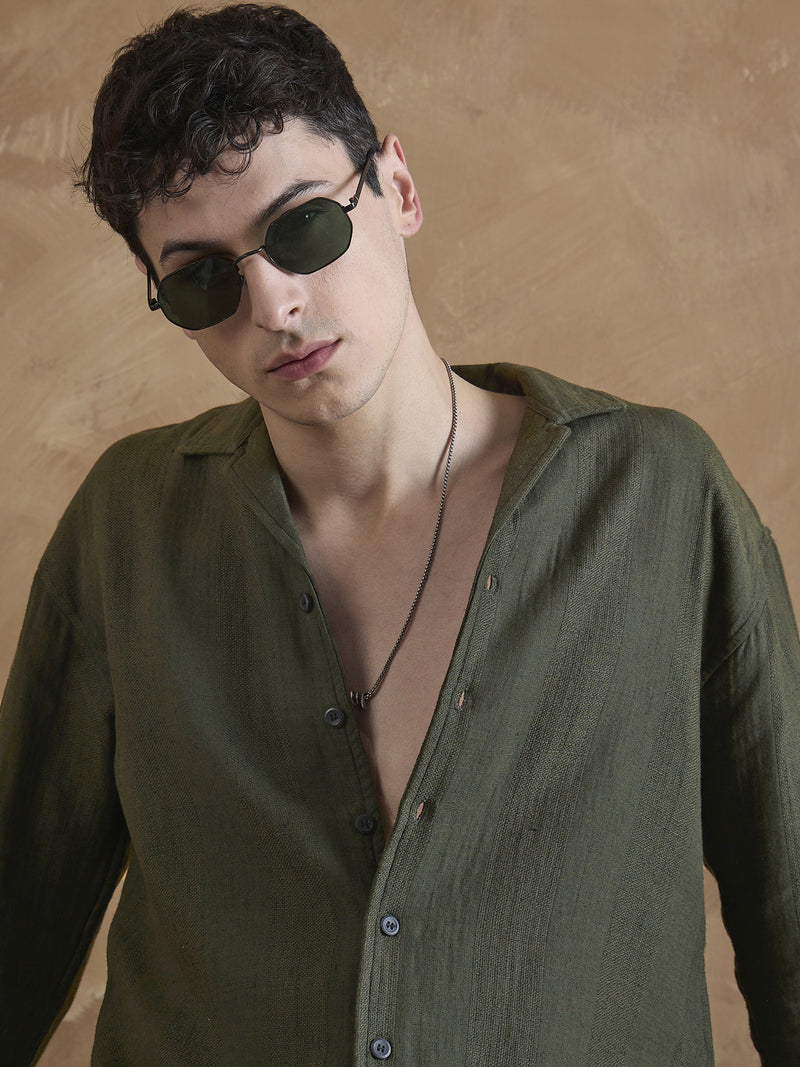 Olive: Full Sleeves Muslin Shirt