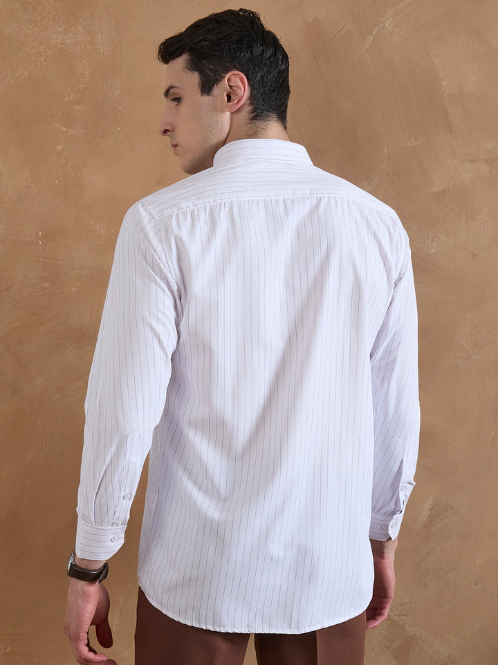 White & Purple: Pencil Stripe Shirt