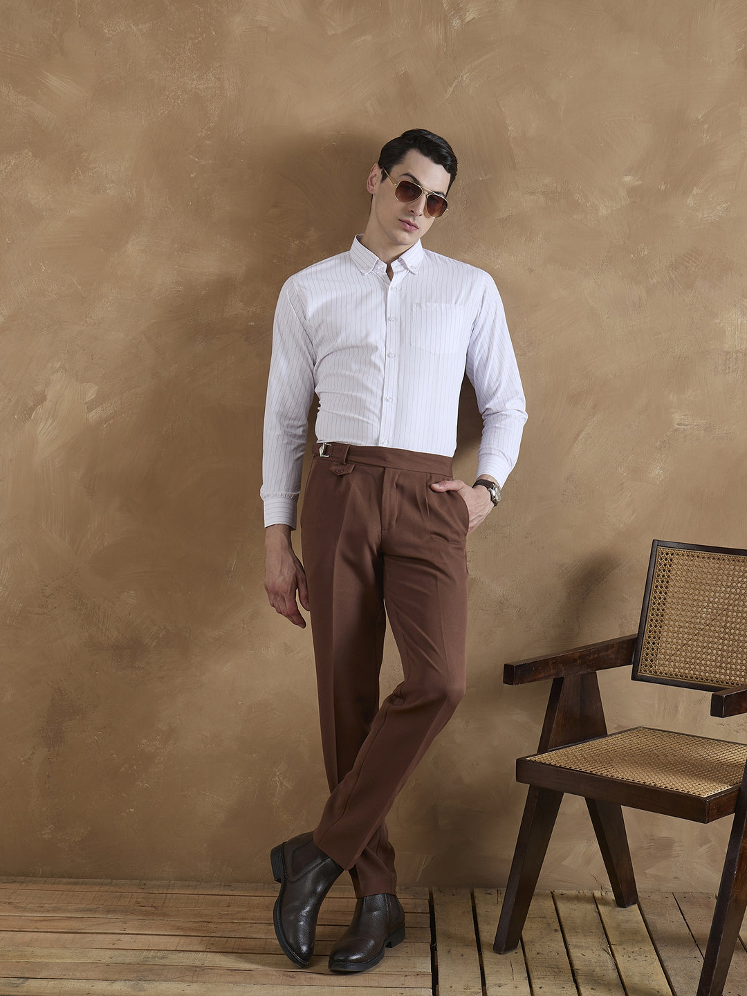 White & Purple: Pencil Stripe Shirt