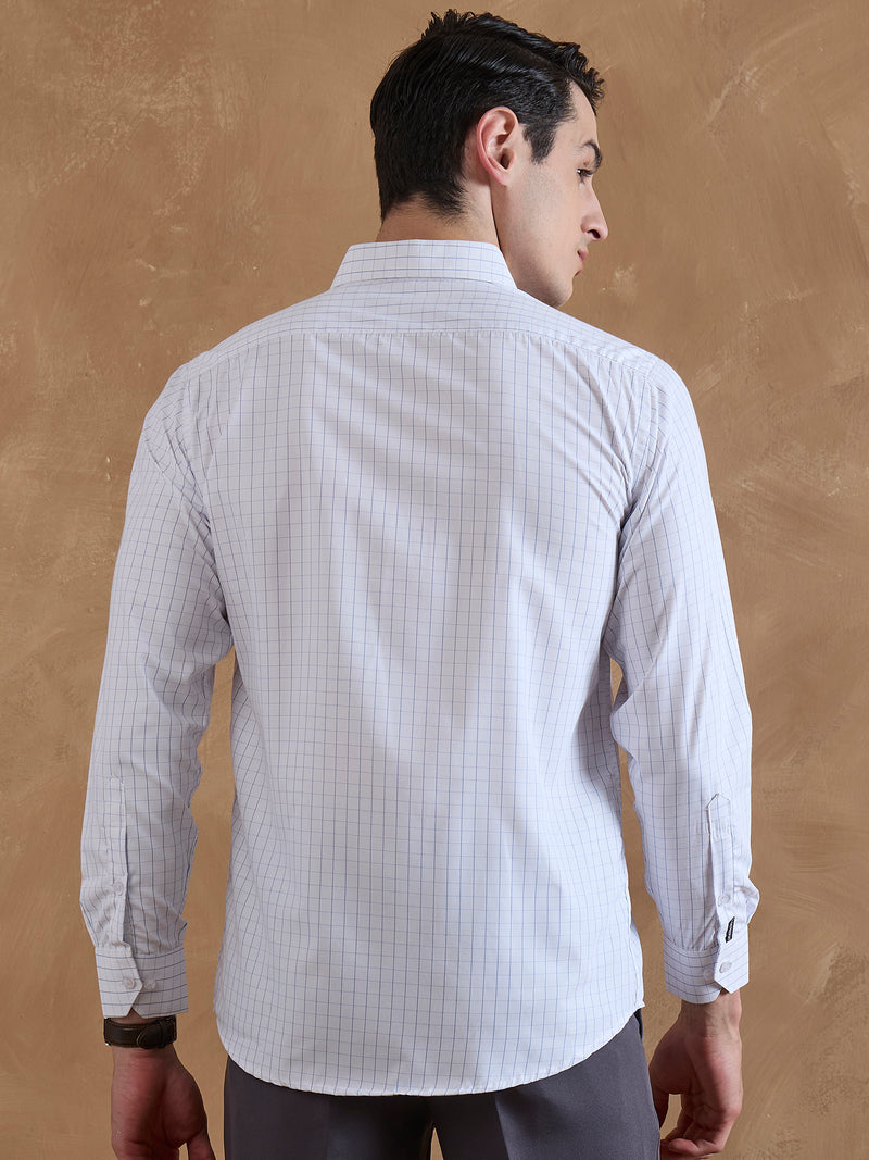 White & Blue: Box Checkerd Shirt