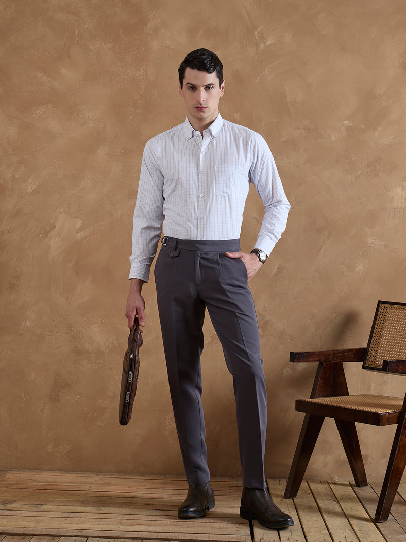 White & Blue: Box Checkerd Shirt