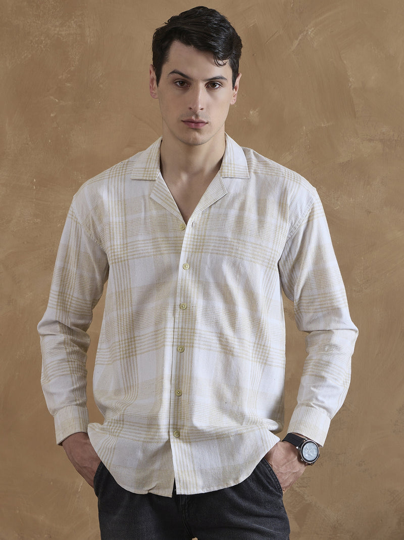 Yellow & White: Full Sleeves Checkered Shirt