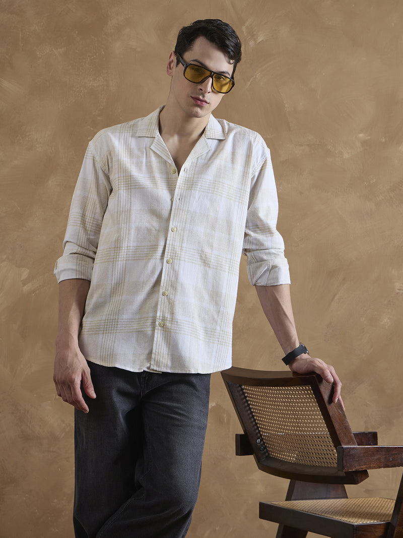 Yellow & White: Full Sleeves Checkered Shirt
