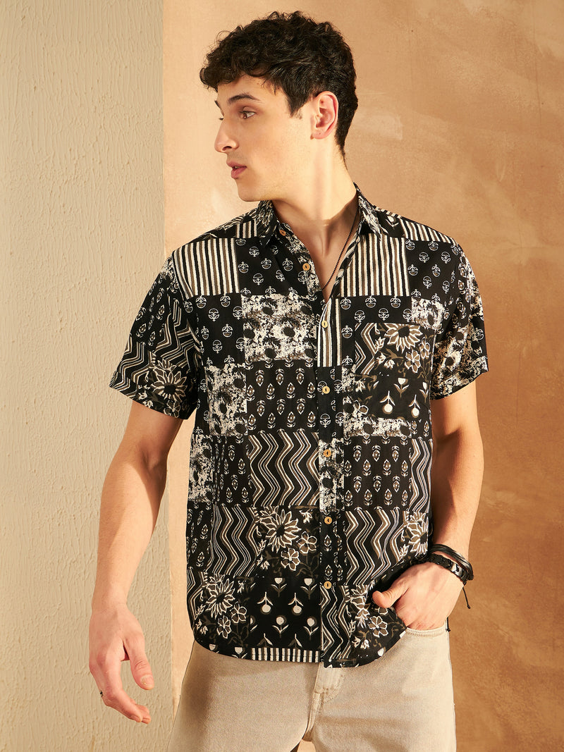 Men's Printed Lightweight Thin Cotton Shirt
