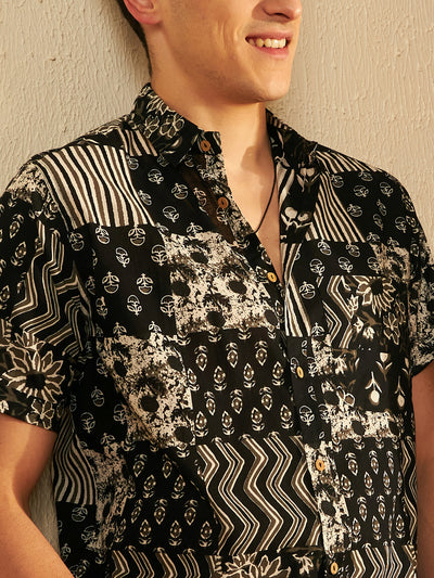Men's Printed Lightweight Thin Cotton Shirt