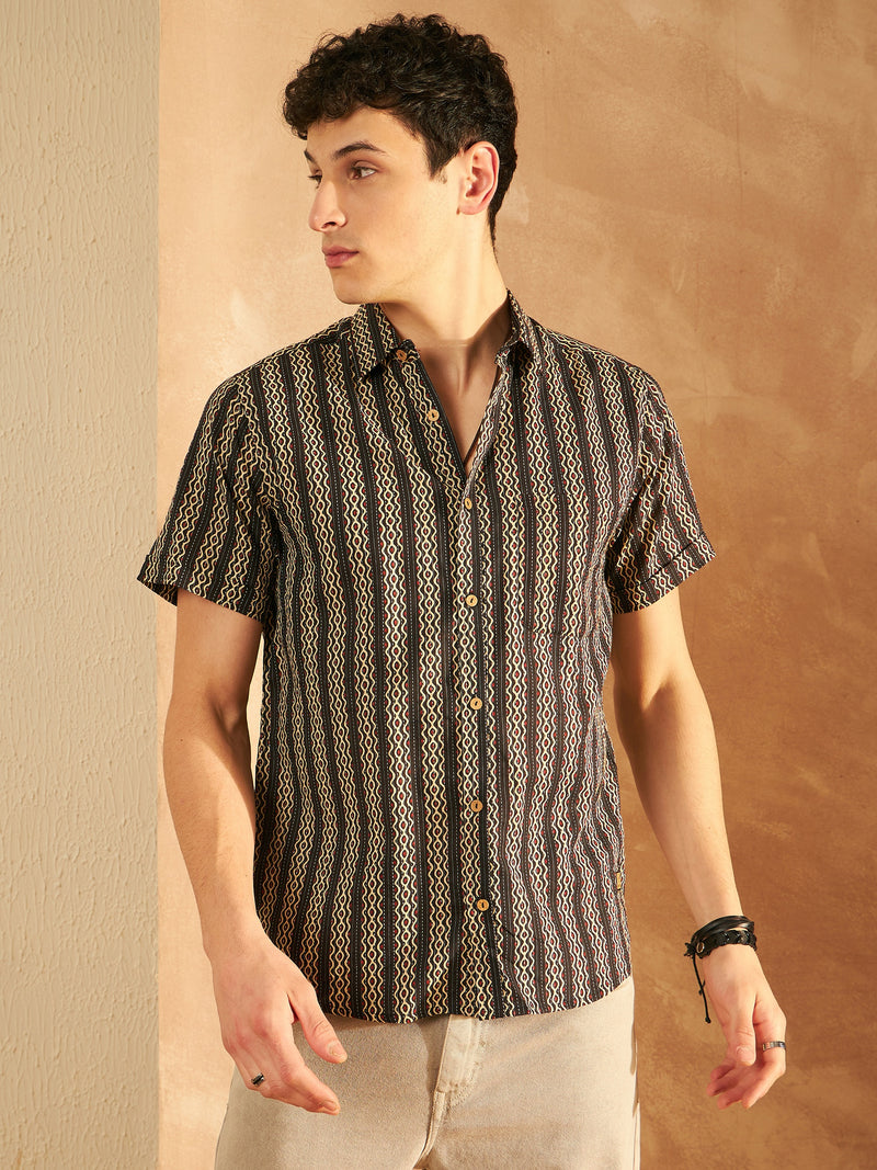 Men's Printed Lightweight Thin Cotton Shirt