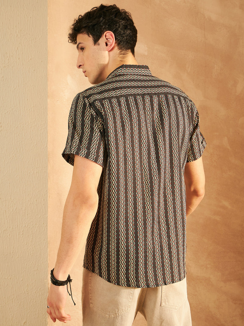 Men's Printed Lightweight Thin Cotton Shirt