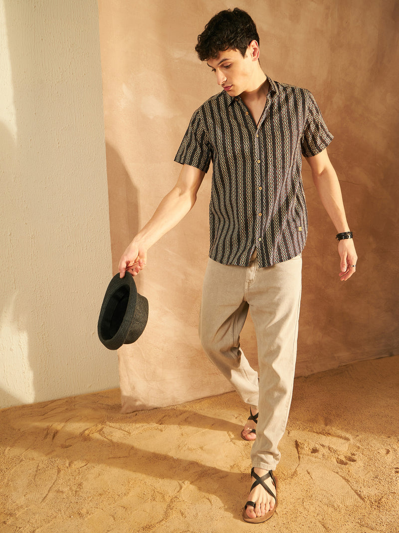 Men's Printed Lightweight Thin Cotton Shirt