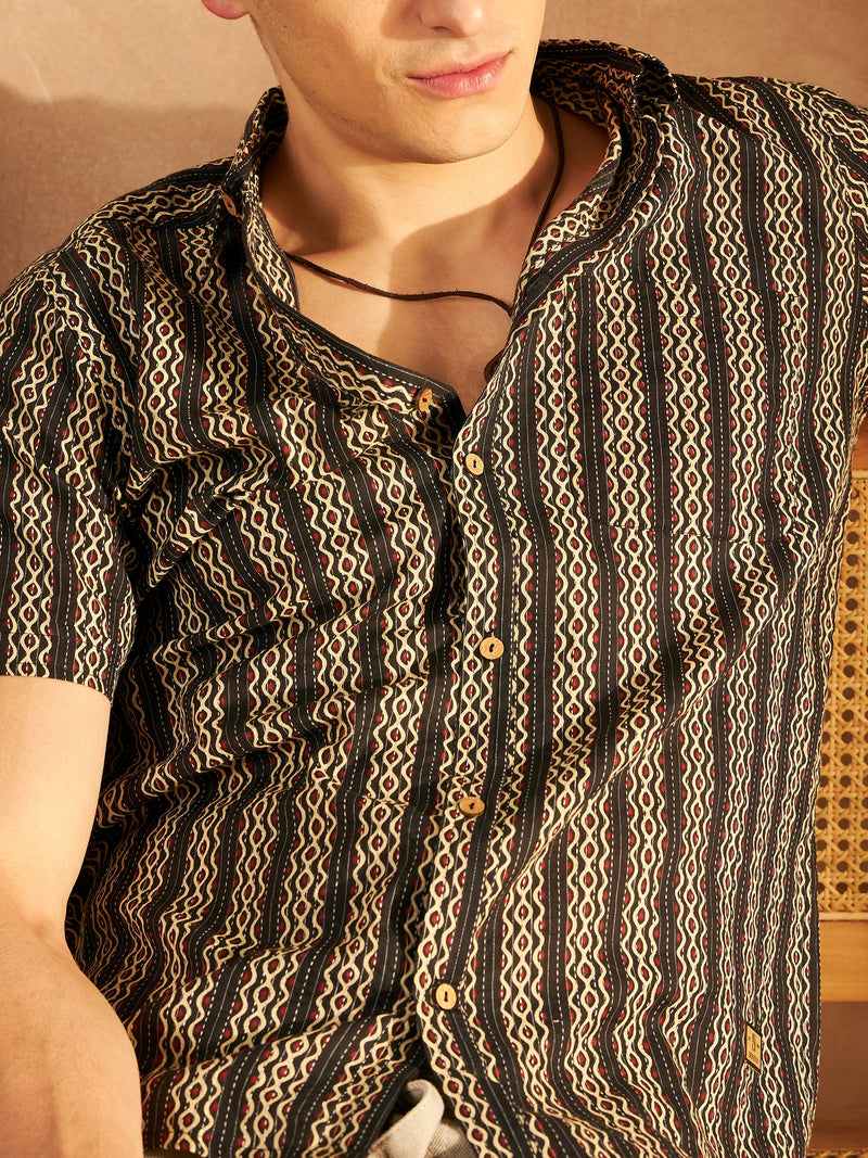 Men's Printed Lightweight Thin Cotton Shirt