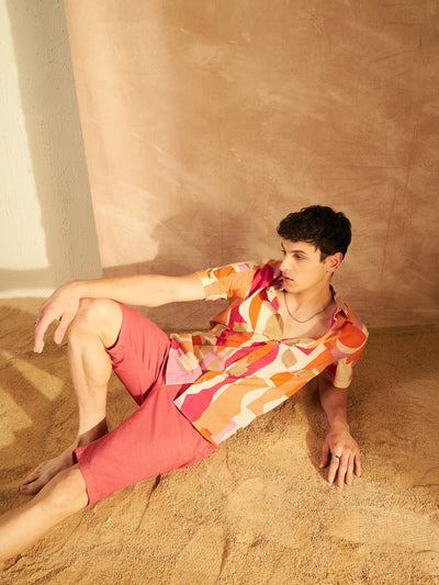 Men's Block Printed Lightweight Thin Cotton Shirt