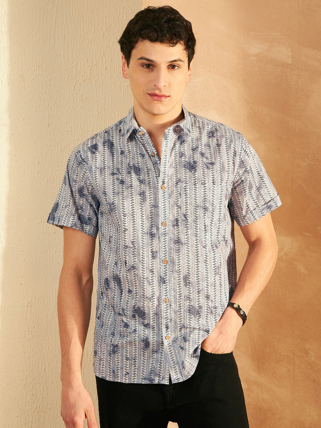 Men's Printed Lightweight Thin Cotton Shirt