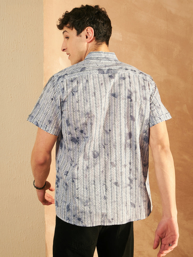 Grey: Half Sleeves Printed Shirt