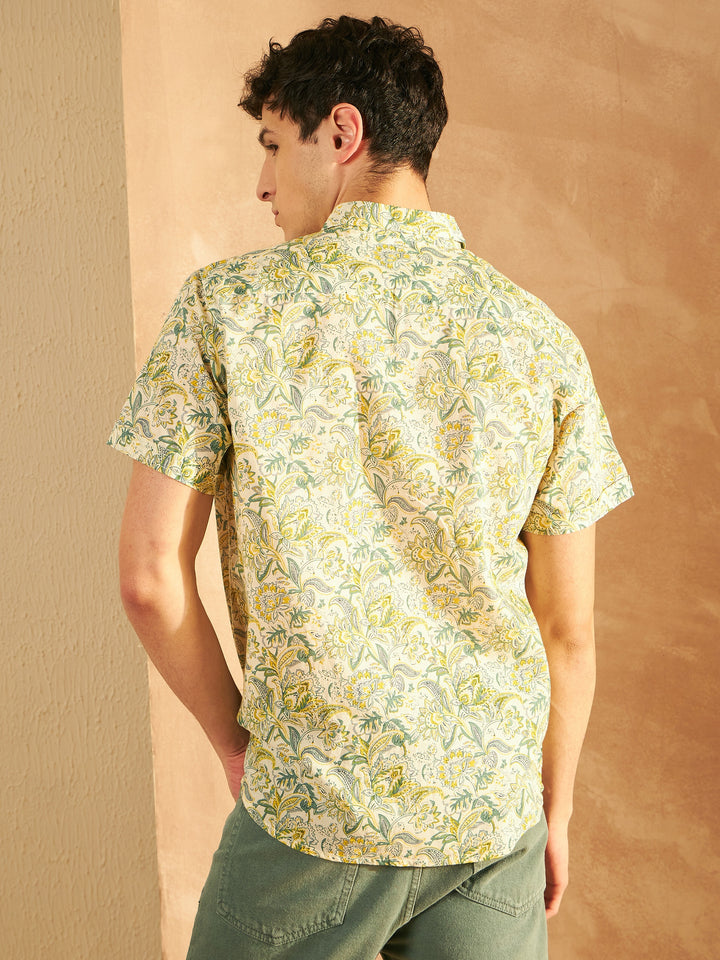 Men's Block Printed Lightweight Thin Cotton Shirt