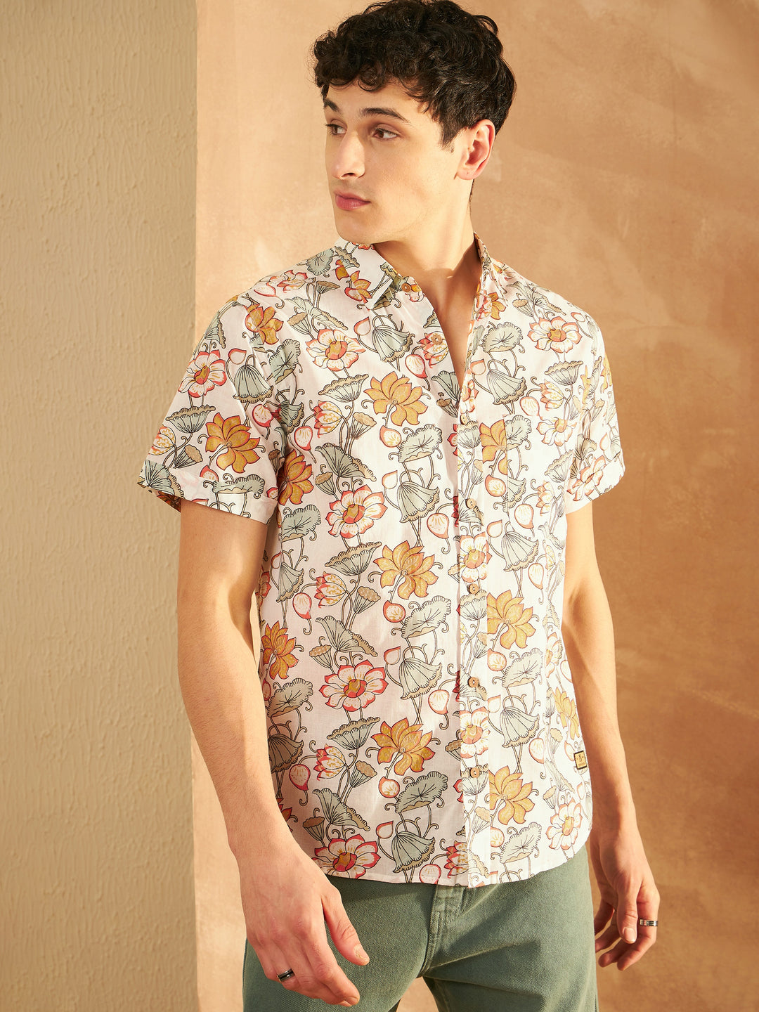 Men's Block Printed Lightweight Thin Cotton Shirt