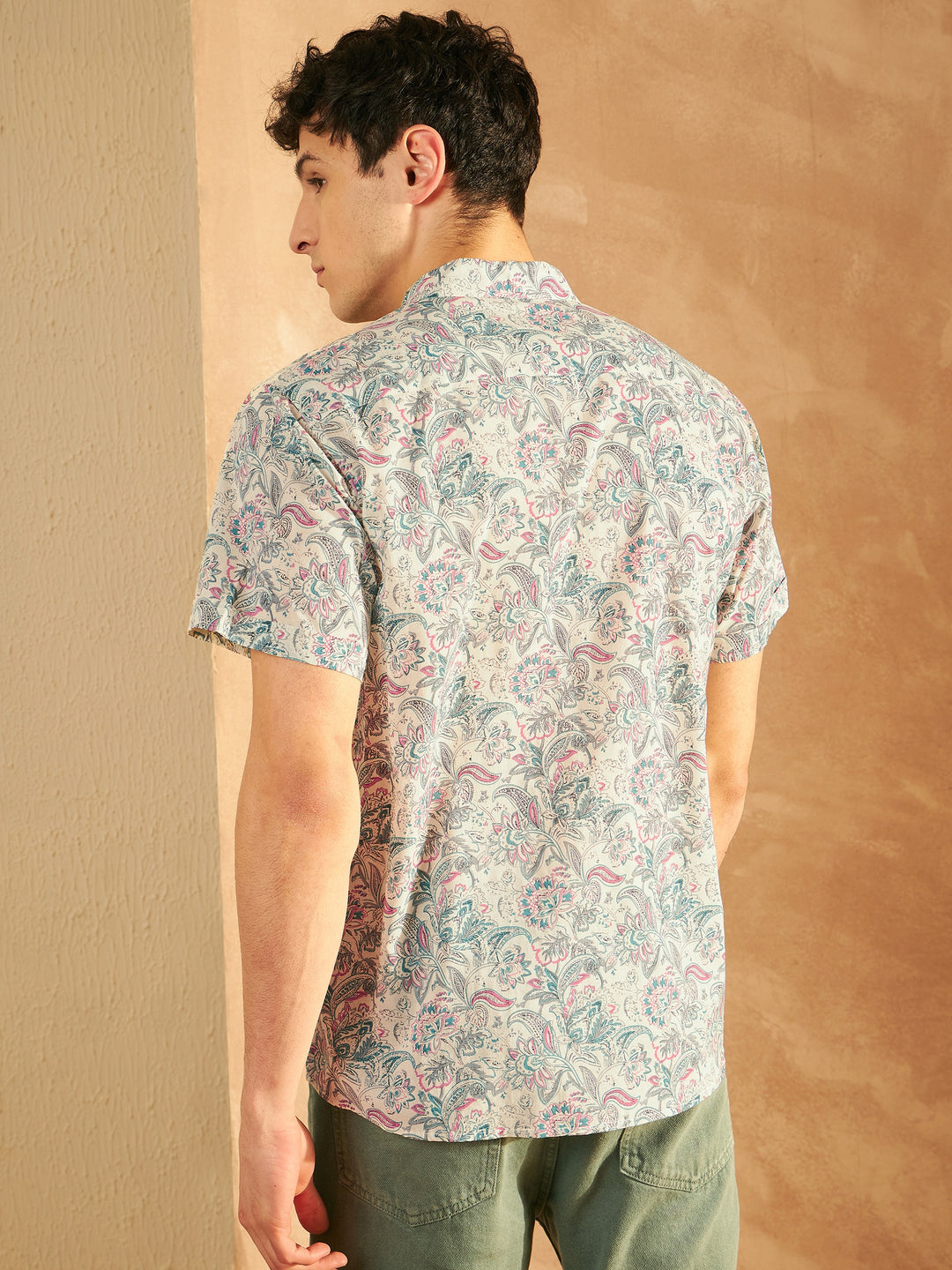 Men's Block Printed Lightweight Thin Cotton Shirt