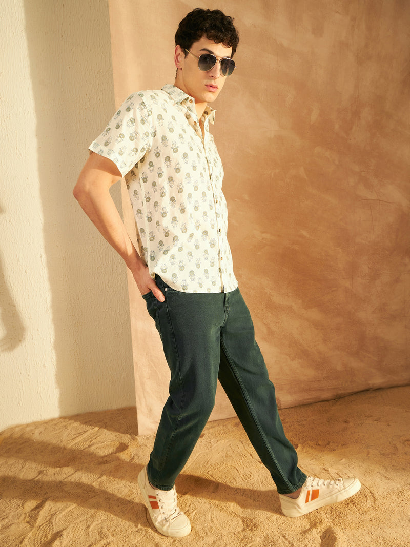 Men's Dark Green Mom Fit Jeans