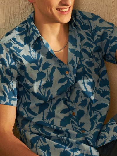 Men's Block Printed Lightweight Thin Cotton Shirt