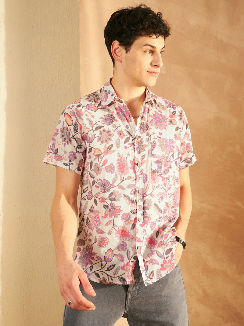 Men's Block Printed Lightweight Thin Cotton Shirt