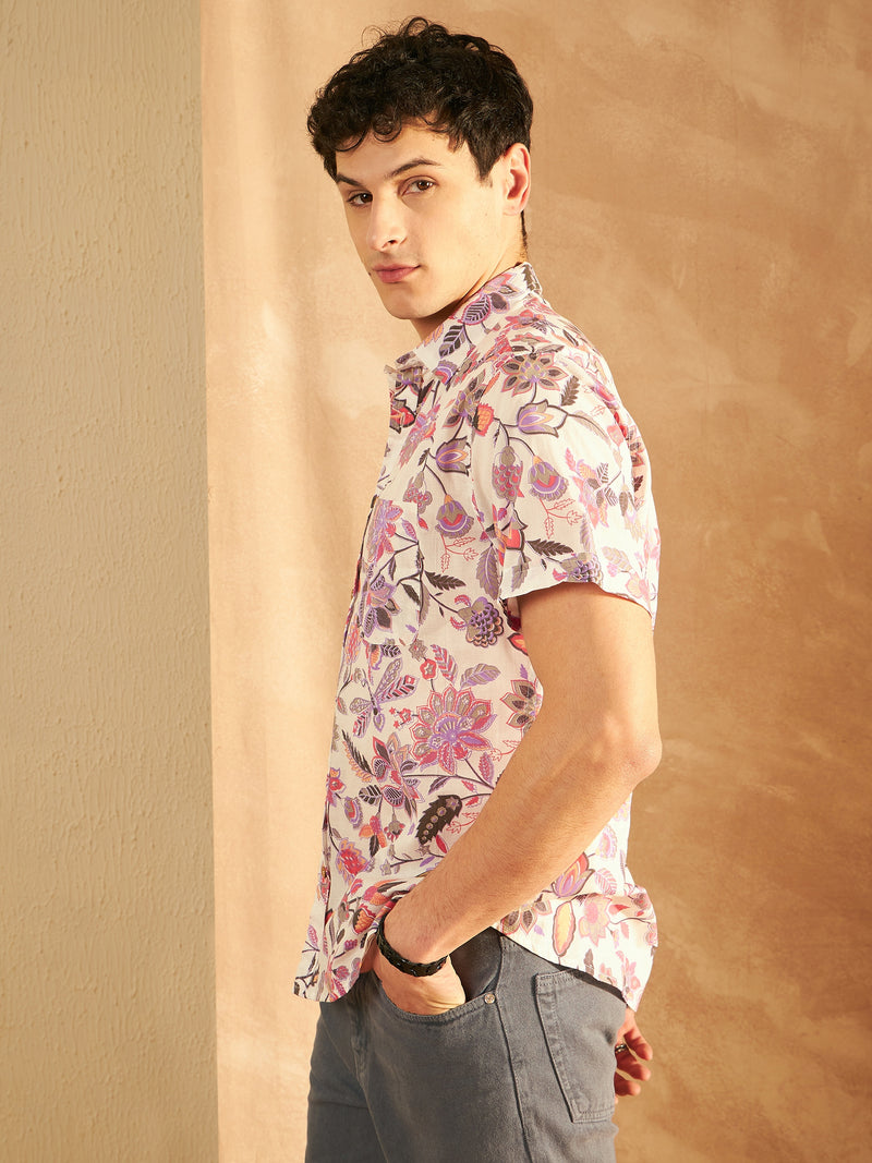 Men's Block Printed Lightweight Thin Cotton Shirt