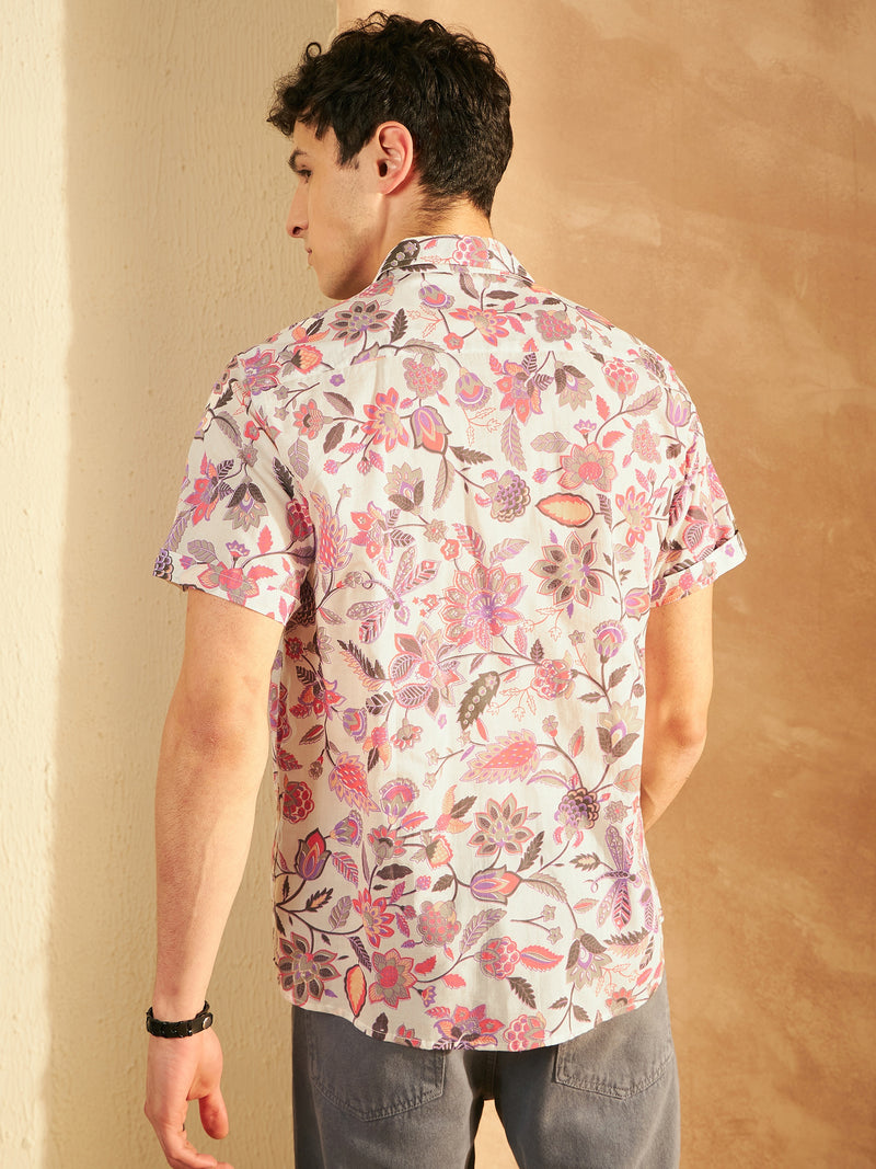 Men's Block Printed Lightweight Thin Cotton Shirt