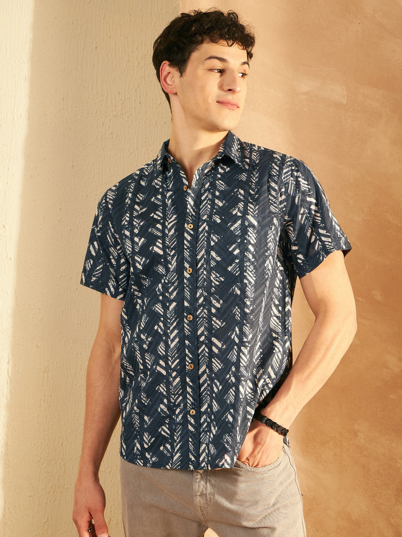 Men's Printed Lightweight Thin Cotton Shirt