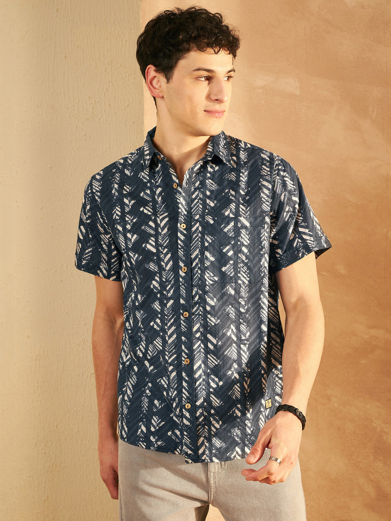 Men's Printed Lightweight Thin Cotton Shirt