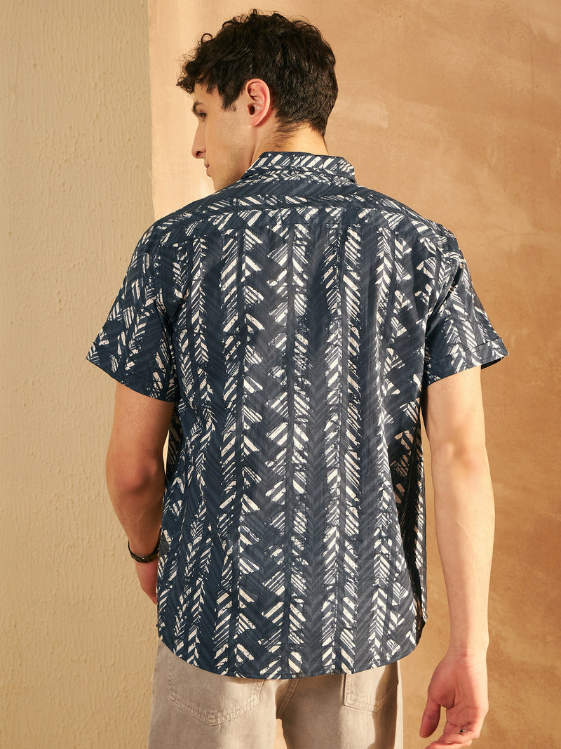 Men's Printed Lightweight Thin Cotton Shirt