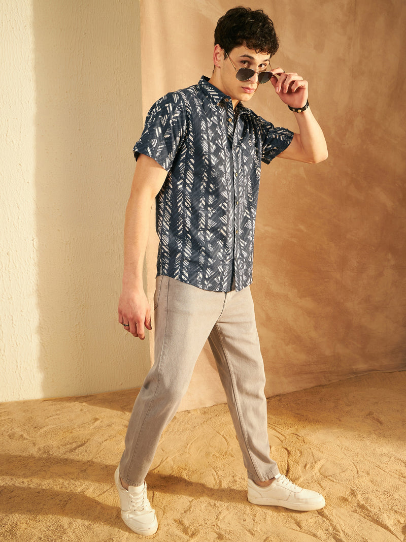 Men's Printed Lightweight Thin Cotton Shirt