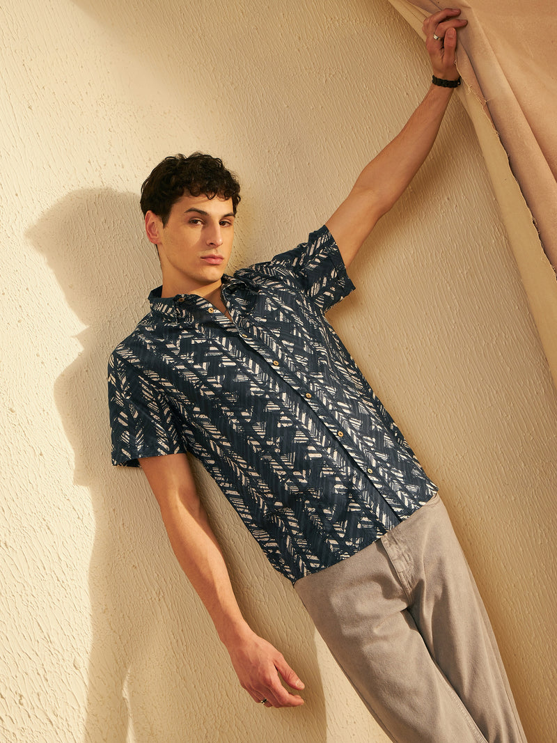 Men's Printed Lightweight Thin Cotton Shirt