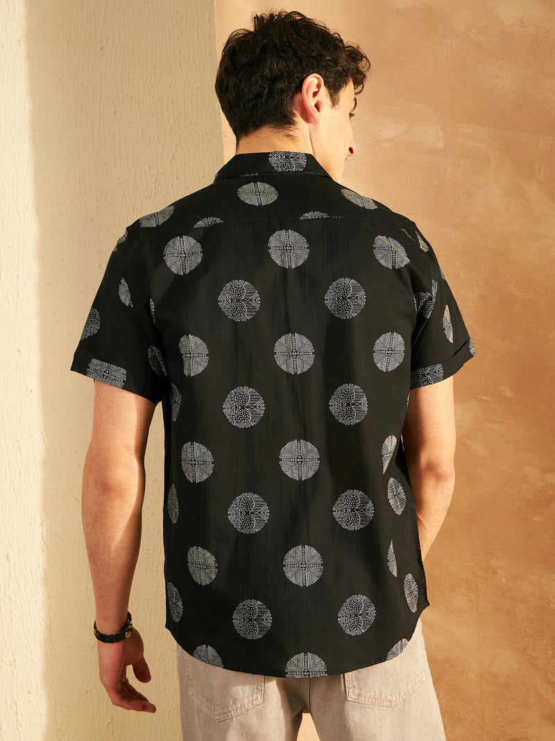 Men's Block Printed Lightweight Thin Cotton Shirt