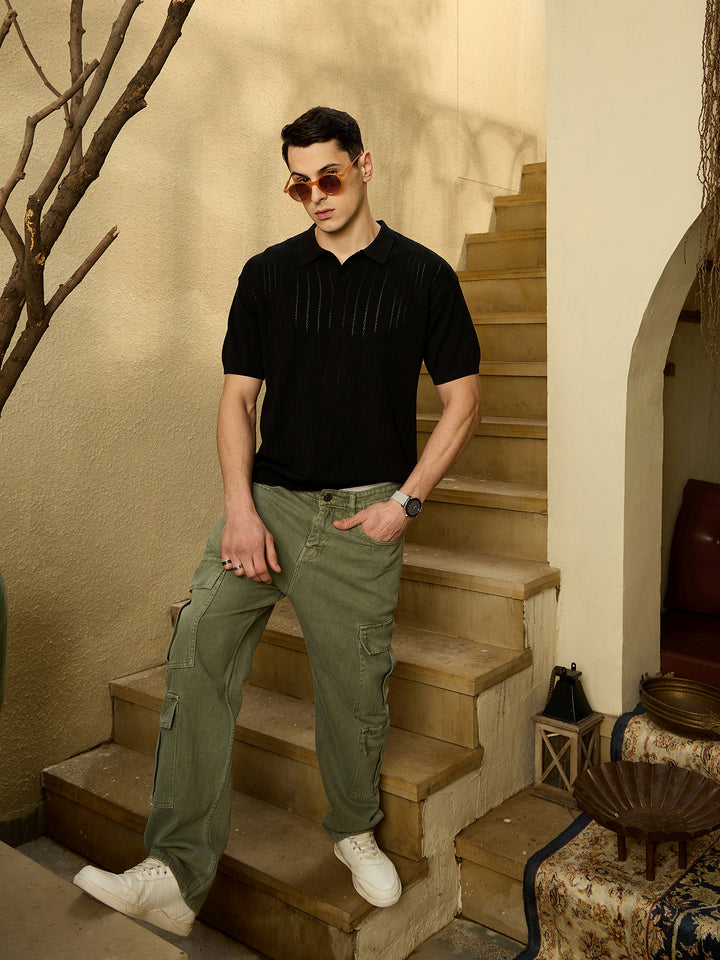 Olive: Korean Baggy Fit Cargo Jeans