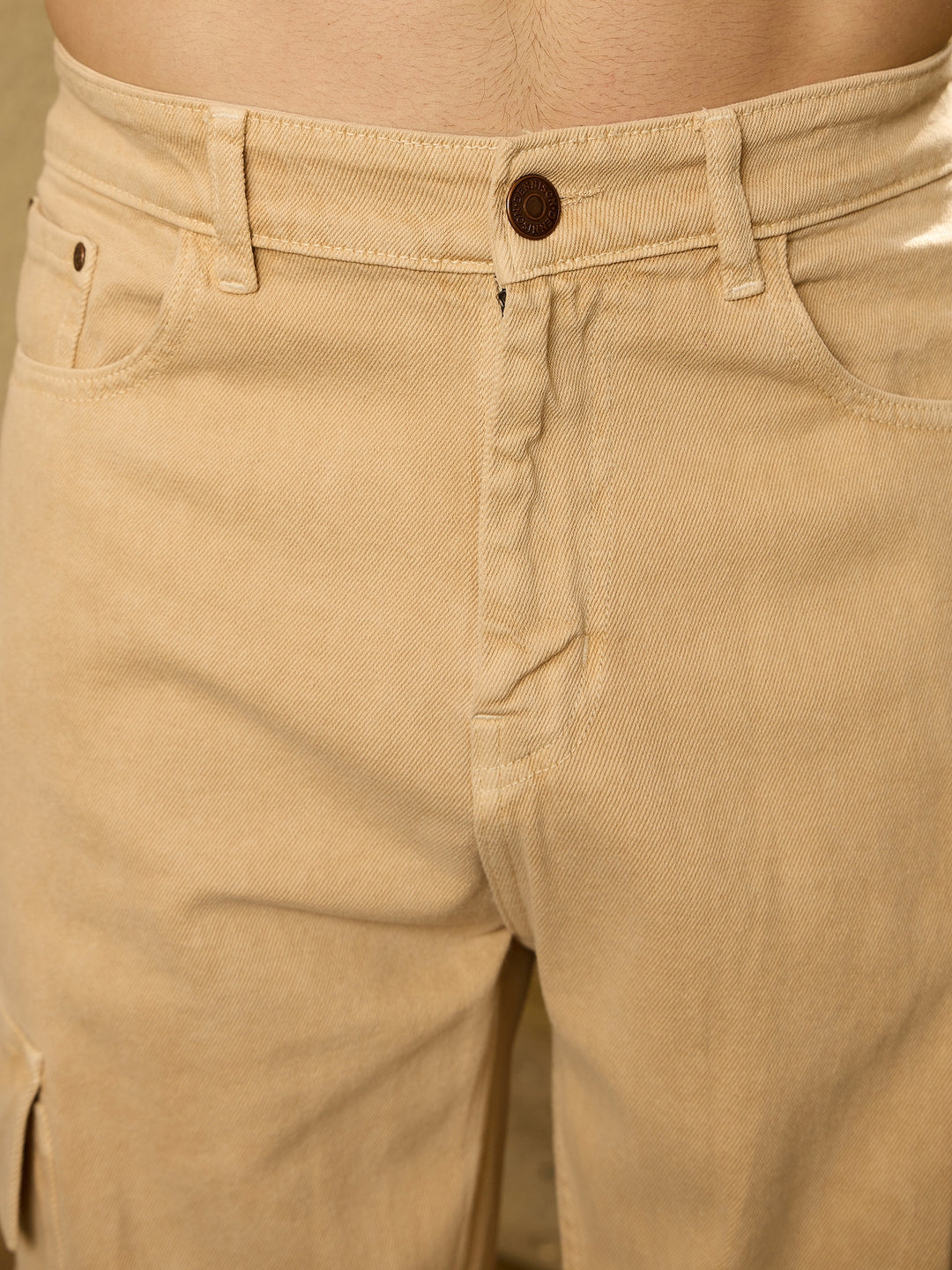 Mud Yellow: Korean Baggy Fit Cargo Jeans