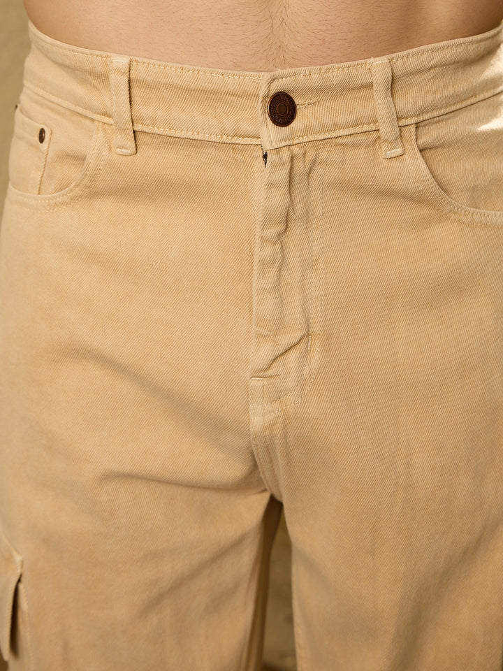 Mud Yellow: Korean Baggy Fit Cargo Jeans