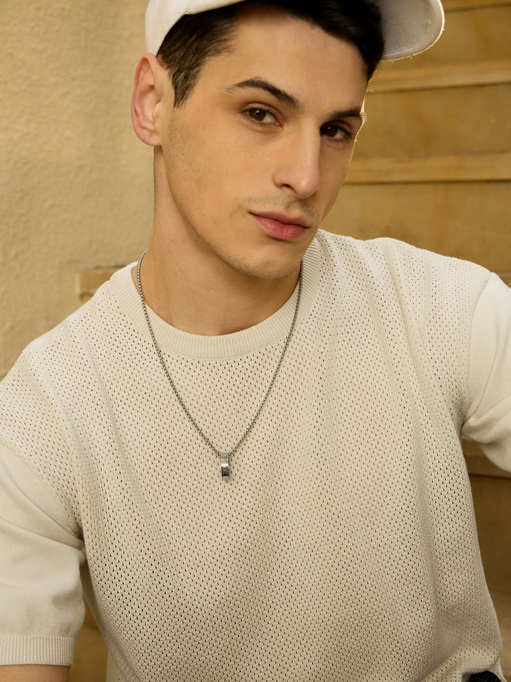 White: Oversized Round Neck Knitted T-Shirt