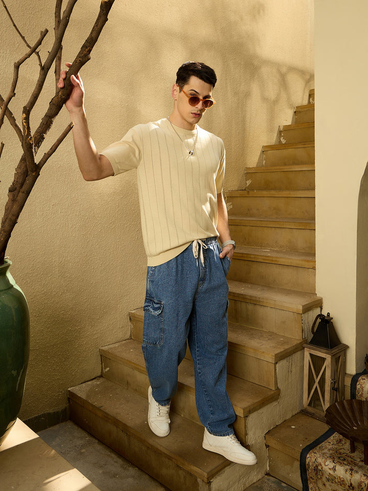 Blue Light: Korean Baggy Fit Cargo Jeans