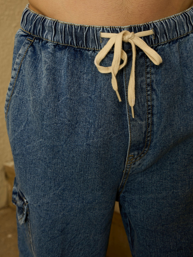 Blue: Korean Baggy Cargo Jeans