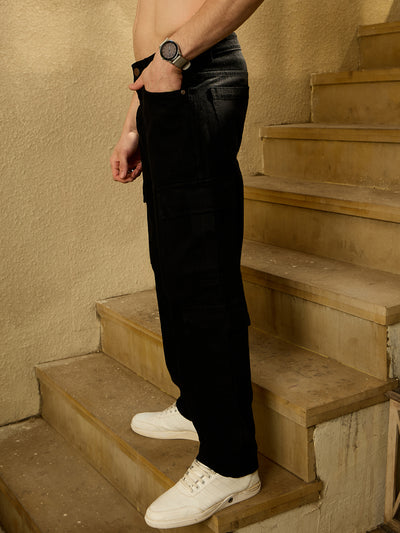 Black: Korean Baggy Cargo Jeans