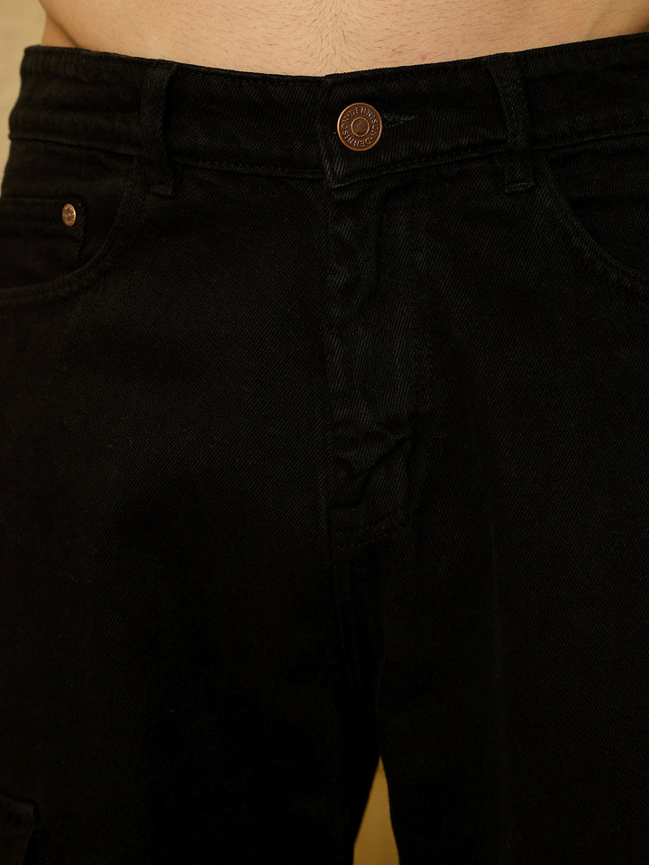 Black: Korean Baggy Fit Cargo Jeans